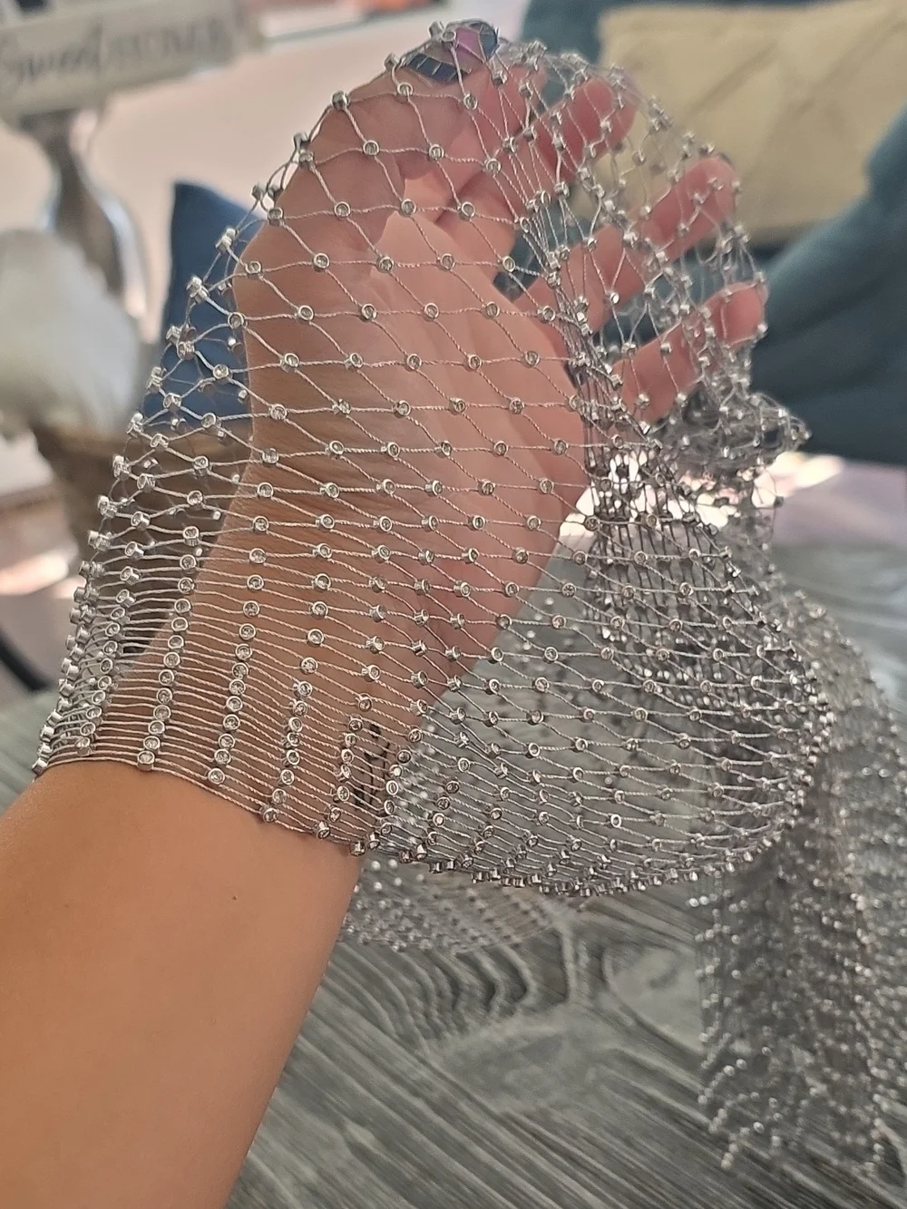 Silver Mesh Statement Headpiece- Women Jewelry